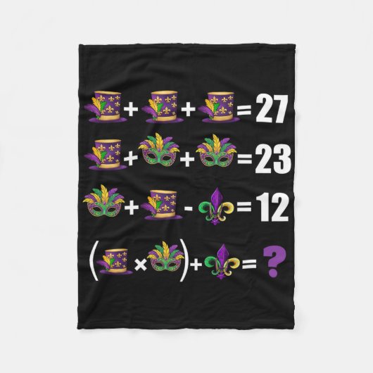 Funny 67 Mardi Gras Masks Jester Beads Math Equati Fleece Deken (Voorkant)