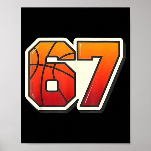 Funny 67 Meme Basketball Ice Cream Drip Six Seven Poster (Voorkant)