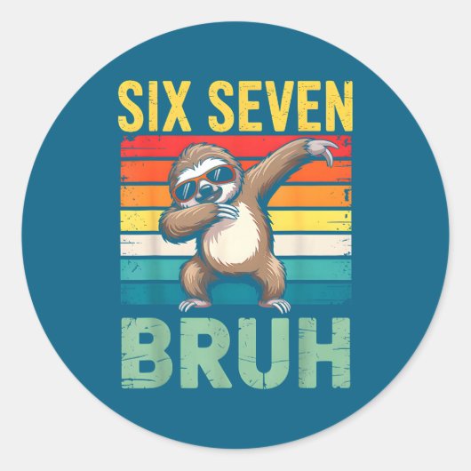 Funny 67 Meme Boys Kids 6 7 Dabbing Six Seven Bruh Ronde Sticker (Voorkant)