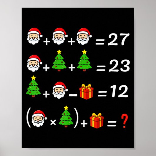 Funny 67 Meme Christmas Math Teacher Santa Six Sev Poster (Voorkant)