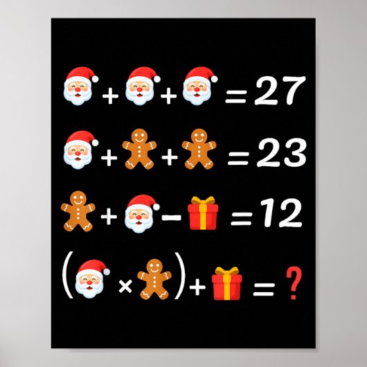 Funny 67 Meme Christmas Math Teacher Santa Six Sev Poster (Voorkant)