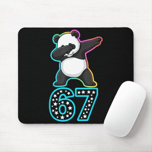 Funny 67 Meme Dabbing Panda Rainbow Gen Z Six Seve Muismat (Met muis)