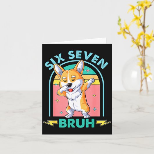 Funny 67 Meme Dog Six Seven Bruh Kids Boys Tee  Kaart (Gele Bloem)