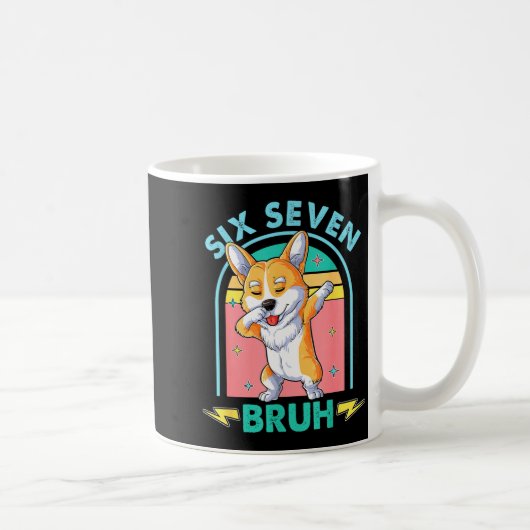Funny 67 Meme Dog Six Seven Bruh Kids Boys Tee Koffiemok (Rechts)