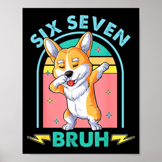 Funny 67 Meme Dog Six Seven Bruh Kids Boys Tee  Poster (Voorkant)