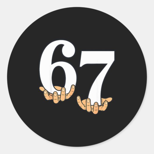 Funny 67 Meme Hands Slang Gen Alpha Six Seven 6 7  Ronde Sticker (Voorkant)