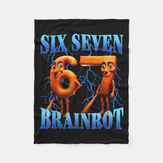 Funny 67 Meme Italian Brainrot Tung Tung Sahur Six Fleece Deken (Voorkant)