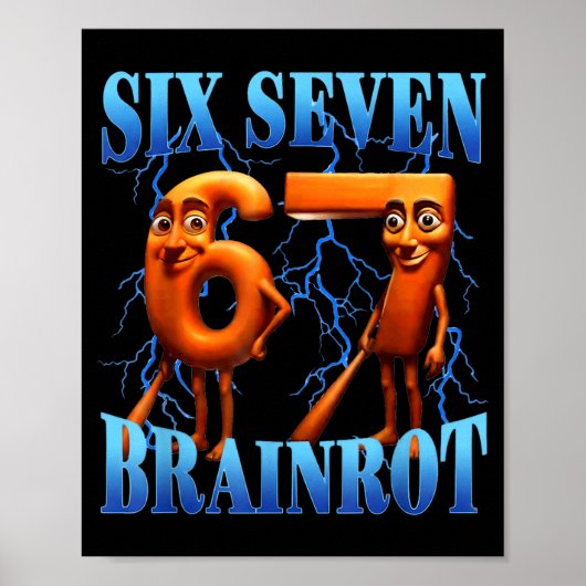 Funny 67 Meme Italian Brainrot Tung Tung Sahur Six Poster (Voorkant)