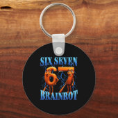 Funny 67 Meme Italian Brainrot Tung Tung Sahur Six Sleutelhanger (Voorkant)