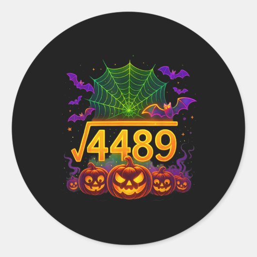 Funny 67 Meme Math Teacher 6 7 Halloween Square Ro Ronde Sticker (Voorkant)