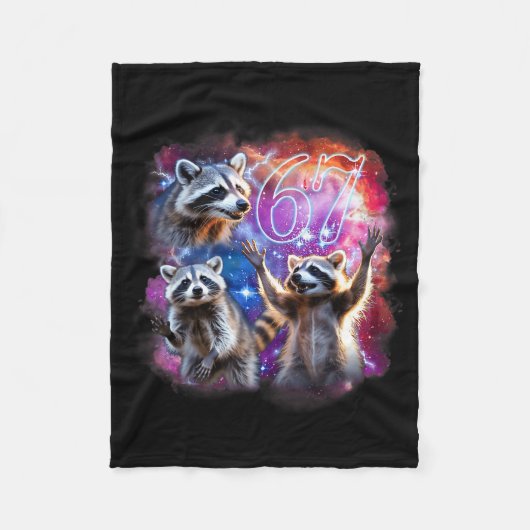 Funny 67 Meme Racoon Howling At The Moon Six Seven Fleece Deken (Voorkant)