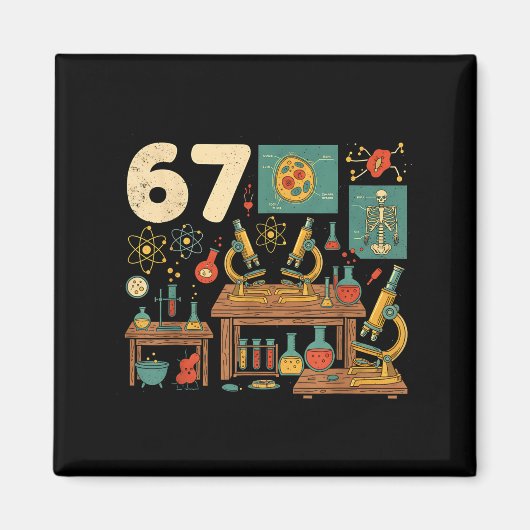 Funny 67 Meme Science Teacher Students Six Seven M Magneet (Voorkant)