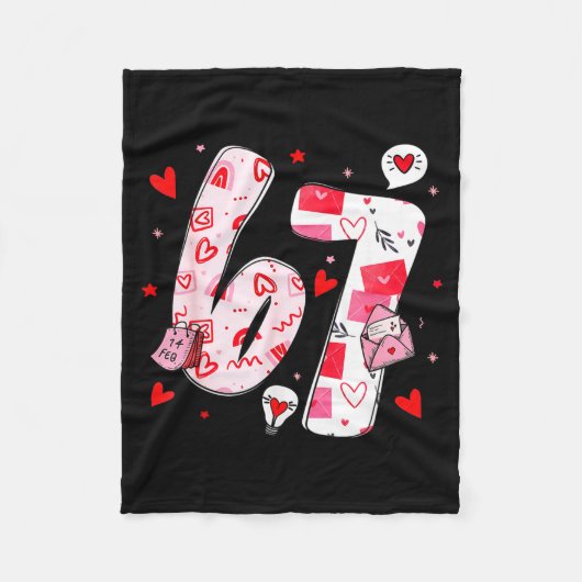Funny 67 Meme Six Seven 6 7 Valentine Hearts  Fleece Deken (Voorkant)