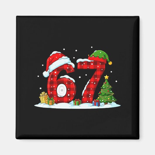 Funny 67 Meme Six Seven Christmas Buffalo Red Plai Magneet (Voorkant)