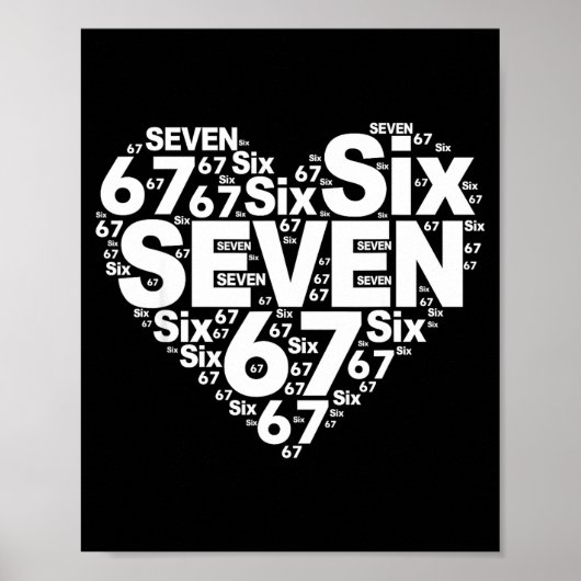 Funny 67 Meme Six Seven Heart Matching Couples Val Poster (Voorkant)