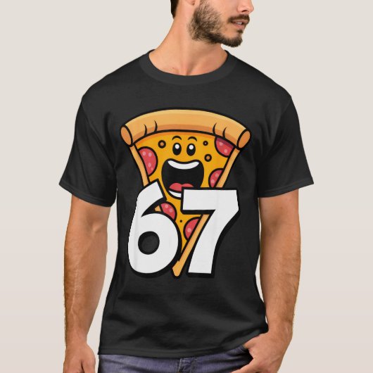 Funny 67 Meme Six Seven Humor Food Zza  T-shirt (Voorkant)