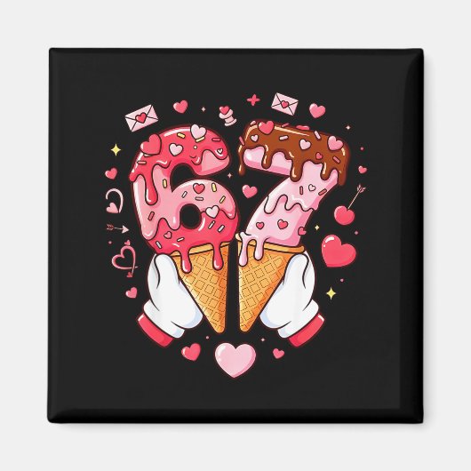 Funny 67 Meme Six Seven Ice Cream Matching Couples Magneet (Voorkant)