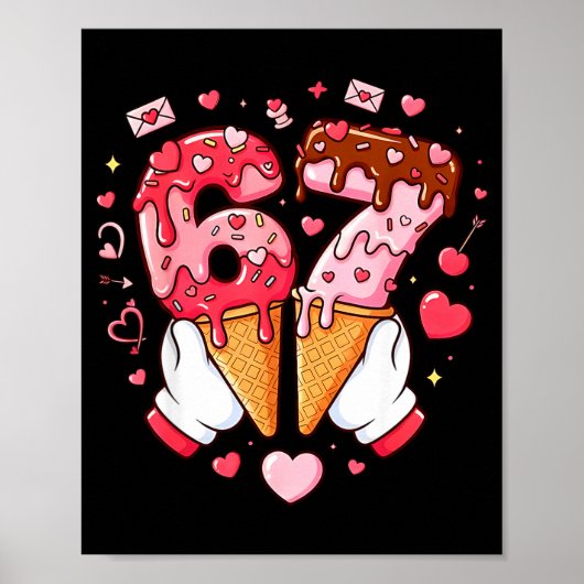 Funny 67 Meme Six Seven Ice Cream Matching Couples Poster (Voorkant)