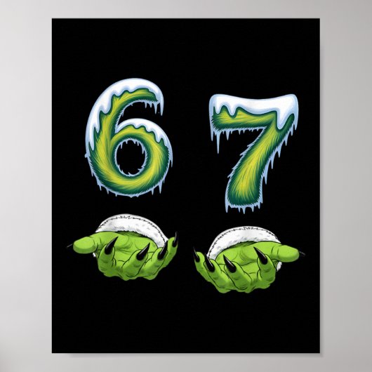 Funny 67 Meme Six Seven Scary Monster Hands Christ Poster (Voorkant)