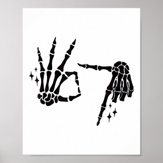Funny 67 Meme Skeleton Hand 6 7 Halloween Six Seve Poster (Voorkant)