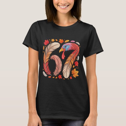 Funny 67 Meme Thanksgiving Six Seven Turkey T-shirt (Voorkant)