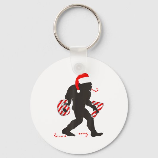 Funny 67 Meme With Bigfoot And Candy Canes Christm Sleutelhanger (Voorkant)