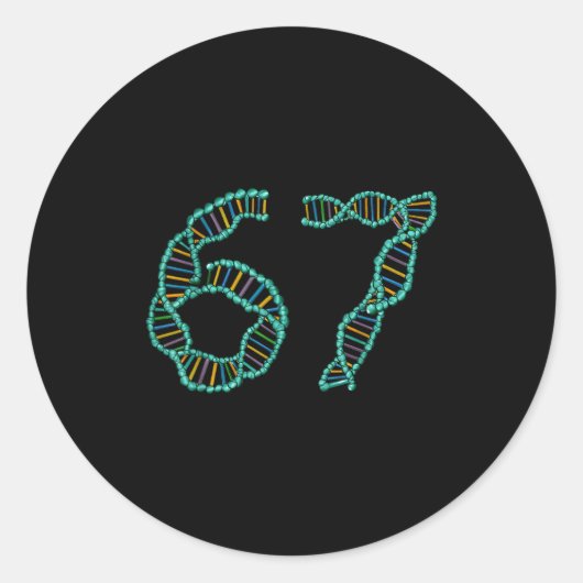Funny 67 Number Meme Dna Replication Molecular Sci Ronde Sticker (Voorkant)