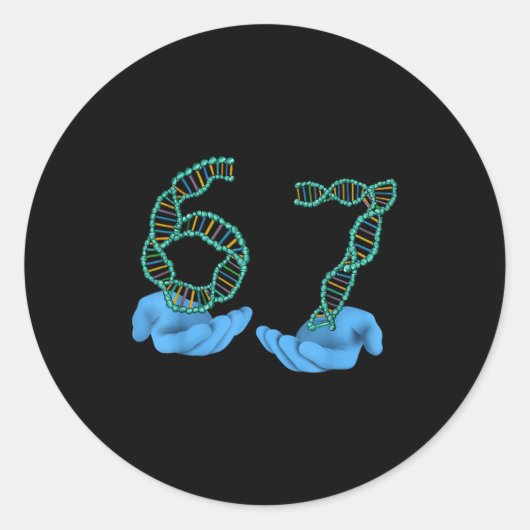 Funny 67 Number Meme Dna Replication Molecular Sci Ronde Sticker (Voorkant)