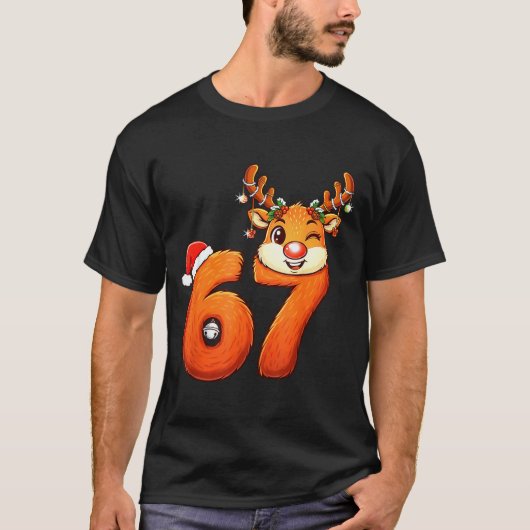 Funny 67 Reindeer Christmas Six Seven Meme 6 7 Tee T-shirt (Voorkant)