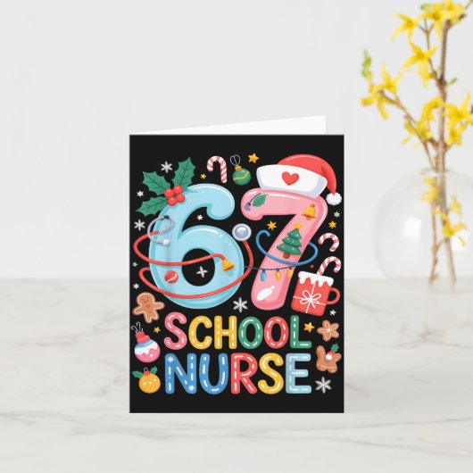 Funny 67 School Nurse Christmas Xmas Meme Holiday  Kaart (Gele Bloem)
