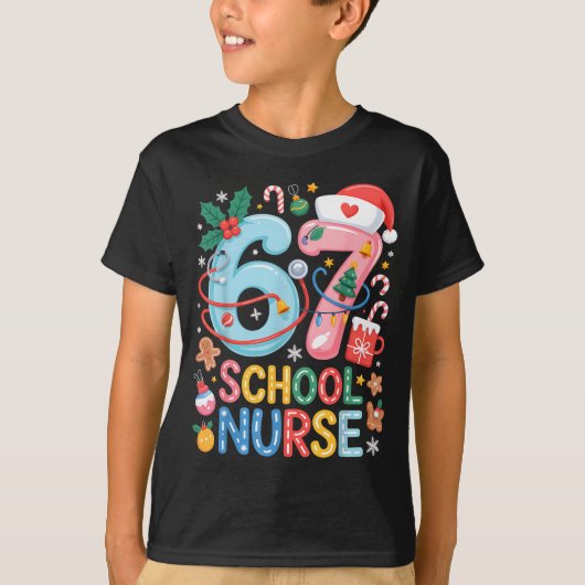 Funny 67 School Nurse Christmas Xmas Meme Holiday  T-shirt (Voorkant)
