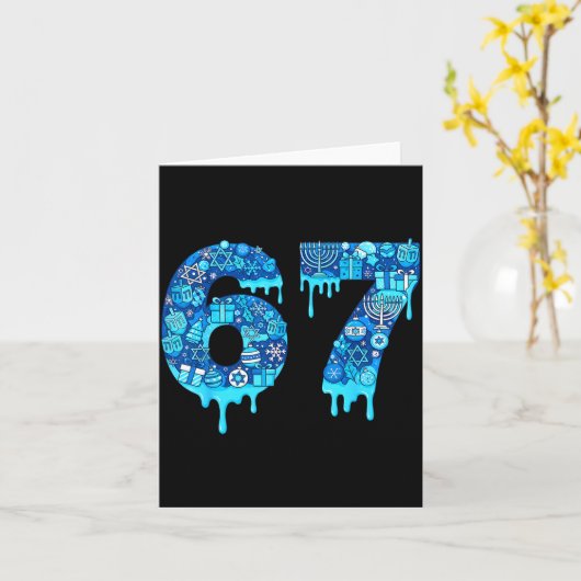 Funny 67 Six Seven 6 7 Happy Hanukkah Jewish Chanu Kaart (Gele Bloem)