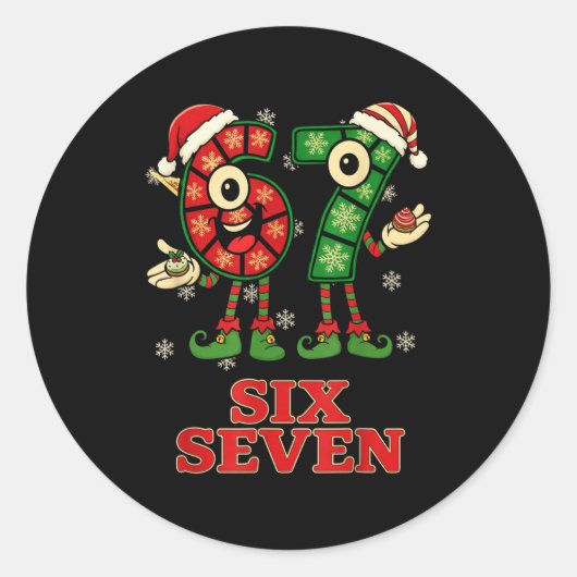 Funny 67 Six Seven 6-7 Italian Christmas Holiday W Ronde Sticker (Voorkant)