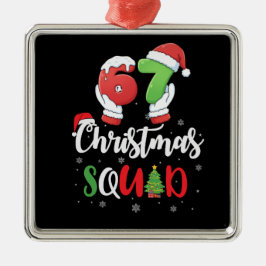 Funny 67 Six Seven Brianrot Christmas Squad Metalen Ornament