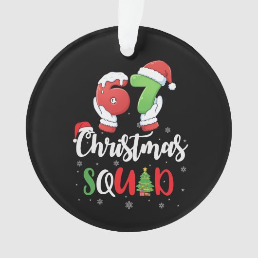 Funny 67 Six Seven Brianrot Christmas Squad Ornament (voorkant)