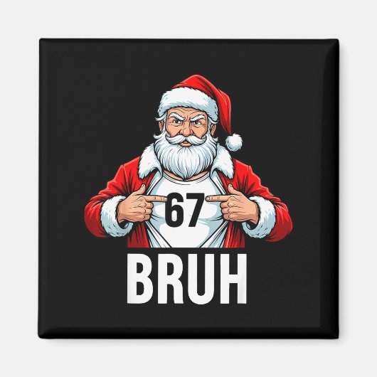 Funny 67 Six Seven Bruh Meme Christmas Santa Men W Magneet (Voorkant)