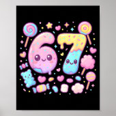 Funny 67 Six Seven Candy 6 7 Meme Gen Alpha Kawaii Poster (Voorkant)