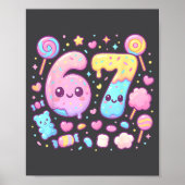 Funny 67 Six Seven Candy 6 7 Meme Gen Alpha Kawaii Poster (Voorkant)