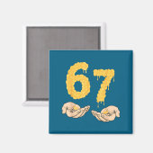 Funny 67 Six Seven Cheesy Mac &amp; Cheese 6 7 Kid Magneet (Voorkant / Achterkant)