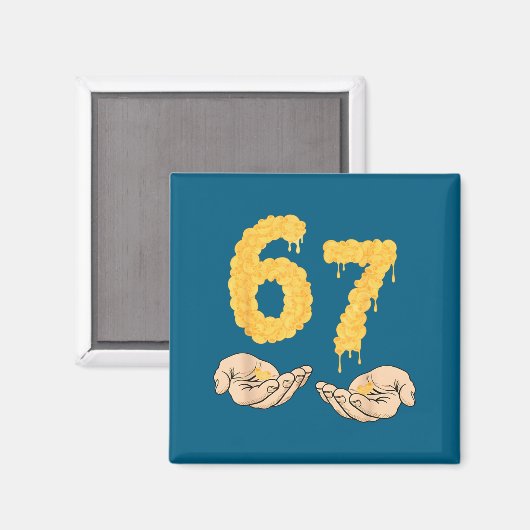 Funny 67 Six Seven Cheesy Mac &amp; Cheese 6 7 Kid Magneet (Voorkant / Achterkant)