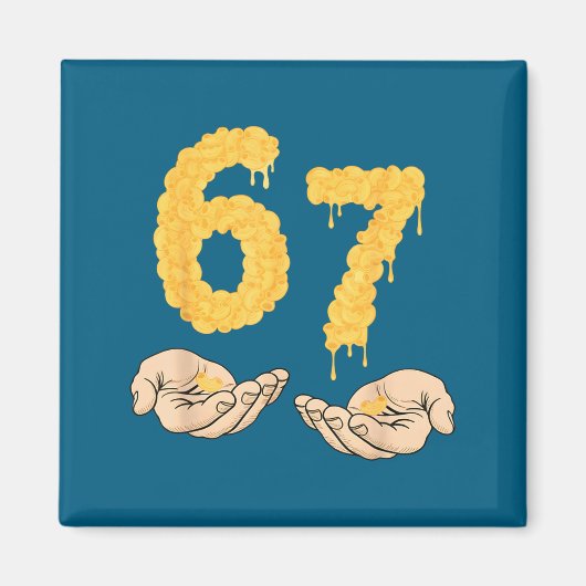Funny 67 Six Seven Cheesy Mac &amp; Cheese 6 7 Kid Magneet (Voorkant)
