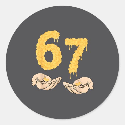 Funny 67 Six Seven Cheesy Mac & Cheese 6 7 Kid Ronde Sticker (Voorkant)