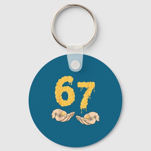 Funny 67 Six Seven Cheesy Mac &amp; Cheese 6 7 Kid Sleutelhanger (Voorkant)
