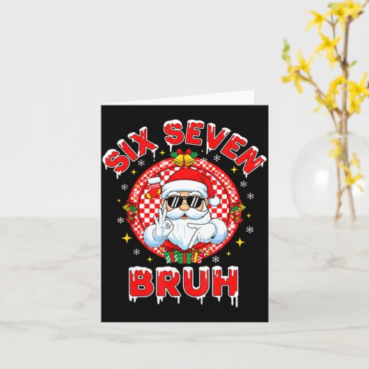 Funny 67 Six Seven Christmas Bruh Santa Kids Boys Kaart (Gele Bloem)