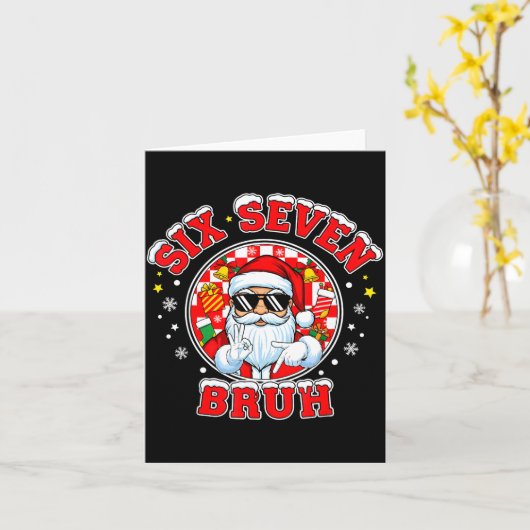 Funny 67 Six Seven Christmas Bruh Santa Kids Boys  Kaart (Gele Bloem)