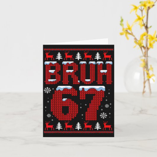 Funny 67 Six Seven Christmas Bruh Santa Kids Boys  Kaart (Gele Bloem)