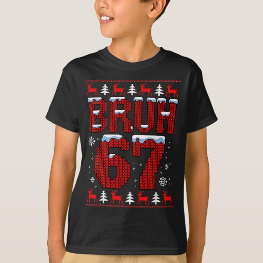 Funny 67 Six Seven Christmas Bruh Santa Kids Boys  T-shirt (Voorkant)