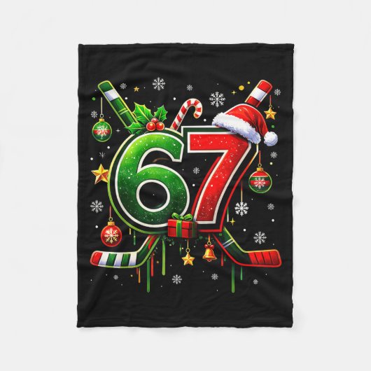 Funny 67 Six Seven Christmas Ice Hockey  Fleece Deken (Voorkant)