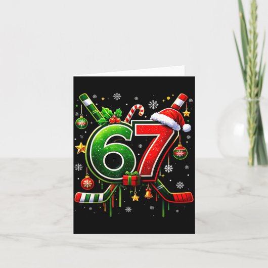 Funny 67 Six Seven Christmas Ice Hockey  Kaart (Voorkant)