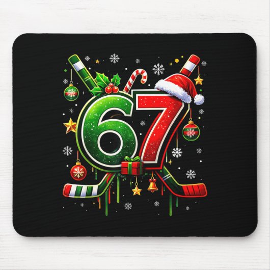 Funny 67 Six Seven Christmas Ice Hockey  Muismat (Voorkant)